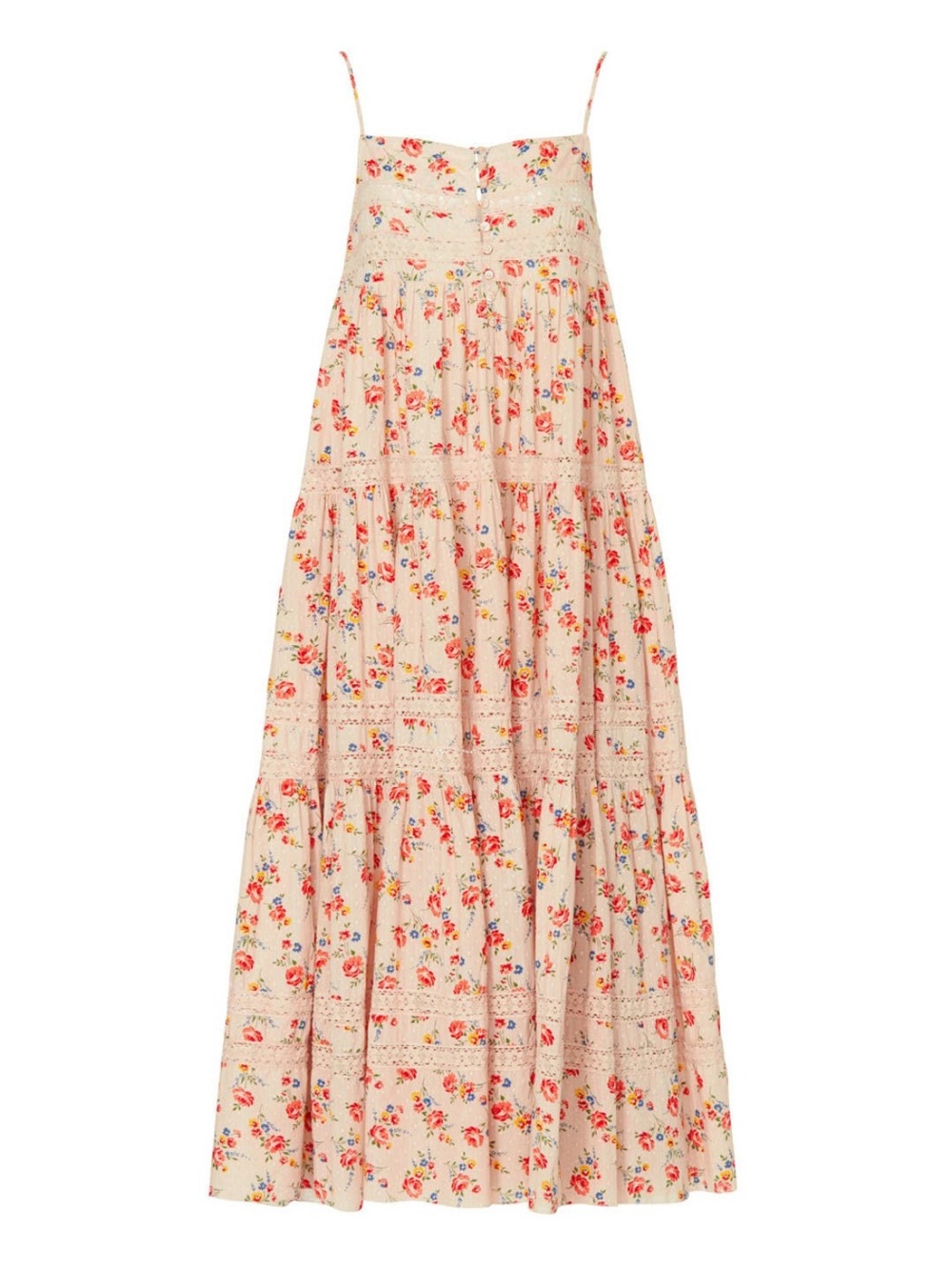 The Great. Serenade Midi Dress in Pale Pink Rose Print Size S